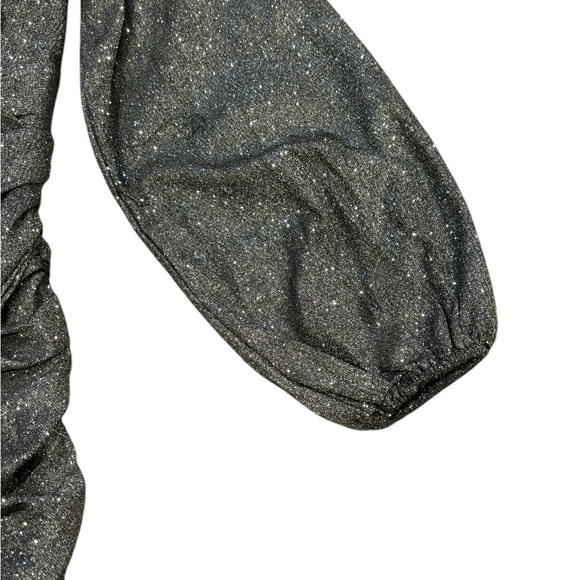 Babyboo Estelle Black Sparkly Mini Dress Long Bishop Sleeves Size Extra Small - Picture 6 of 11